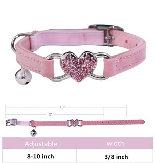 Foto 2 | Foto 2 | Collar Para Gatos Wdpaws Heart Bling Con Cinturón De Seguridad Y Campana Color Rosa - Venta Internacional.
