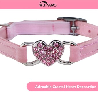 Foto 4 | Foto 4 | Collar Para Gatos Wdpaws Heart Bling Con Cinturón De Seguridad Y Campana Color Rosa - Venta Internacional.