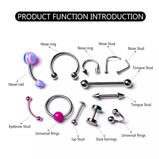 Foto 3 | Foto 3 | Set De Piercings Lote 110 Acero Quirúrgico Y Acrílico Diferentes Colores - Venta Internacional.