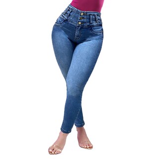 Foto 1 | Foto 1 | Jeans Mujer Super Skinny Corto Azul Claro Tiro Alto
