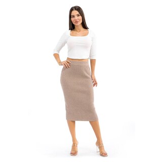 Foto 1 | Foto 1 | Falda Lápiz De Punto Roman Fashion /juvenil 19834 (beige) Beige