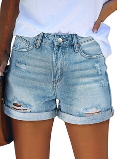 Foto 1 | Foto 1 | Jean Short Onlypuff De Cintura Alta Para Mujer Azul Claro Talla M - Venta Internacional.