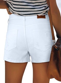 Foto 4 | Foto 4 | Pantalones Cortos Kissmoda De Mezclilla Para Mujer Talle Alto Azul Rasgado - Venta Internacional.