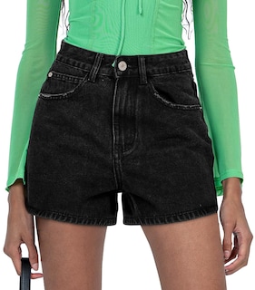Foto 1 | Foto 1 | Pantalones Cortos Onlypuff Jean Para Mujer Cintura Alta Mezclilla Color Negro S - Venta Internacional.