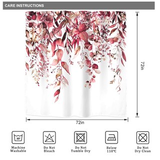 Foto 5 | Foto 5 | Cortina De Ducha Riyidecor Con Hojas De Eucalipto Color Burdeos 180 X 180 Cm - Venta Internacional.
