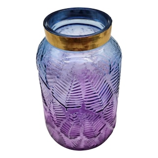 Foto 1 | Foto 1 | Jarrón Decorativo De Cristal Azul Púrpura Con Diseño De Ramas - Venta Internacional.