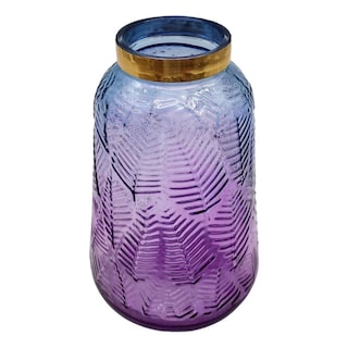Foto 2 | Foto 2 | Jarrón Decorativo De Cristal Azul Púrpura Con Diseño De Ramas - Venta Internacional.