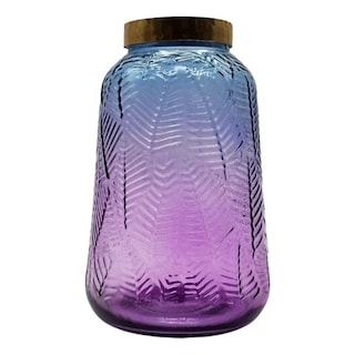 Foto 3 | Foto 3 | Jarrón Decorativo De Cristal Azul Púrpura Con Diseño De Ramas - Venta Internacional.