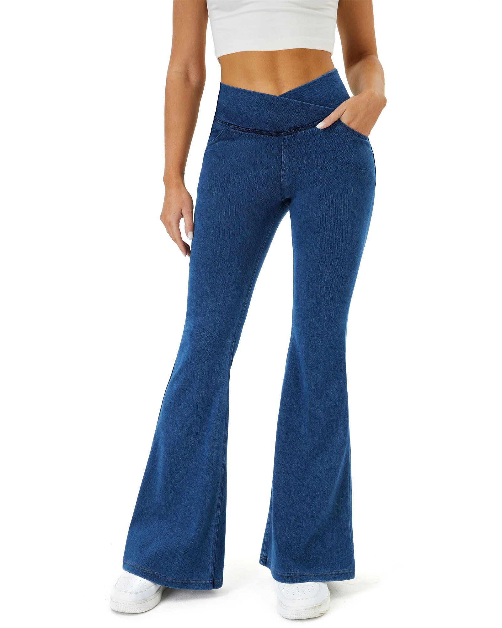 Pantalones Vaqueros Copyleaf Para Mujer Cintura Alta Y Pierna ...