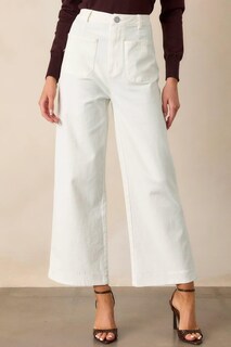 Foto 2 | Foto 2 | Vaqueros Cortos De Pierna Ancha Allimy Para Mujer Color Blanco Talla 12 - Venta Internacional.