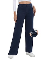 Vaqueros Toniry De Pierna Ancha Para Mujer Talle Alto Azul Oscuro - Venta Internacional.