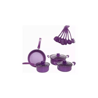 Foto 1 | Foto 1 | Juego De Utensilios De Cocina Antiadherentes Templados  14 Piezas  Color Morado Con Utensilios - Venta Internacional.
