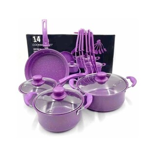 Foto 4 | Foto 4 | Juego De Utensilios De Cocina Antiadherentes Templados  14 Piezas  Color Morado Con Utensilios - Venta Internacional.