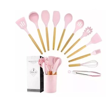 Foto 2 | Foto 2 | Juego De Utensilios De Cocina De Silicona De 10 Piezas Con Mango De Madera - Venta Internacional.
