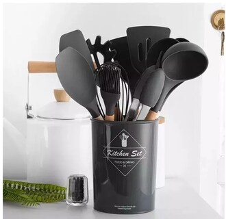 Foto 3 | Foto 3 | Juego De Utensilios De Cocina De Silicona De 10 Piezas Con Mango De Madera - Venta Internacional.