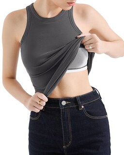 Foto 4 | Foto 4 | Camiseta Sin Mangas Suuksess 2025 Para Mujer Acolchada De Algodón Acanalado Gris Oscuro - Venta Internacional.