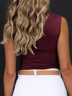 Foto 4 | Foto 4 | Camiseta Corta Tankaneo Para Mujer Sin Mangas Cuello Alto Color Rojo Vino - Venta Internacional.