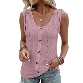 Foto 1 | Foto 1 | Camiseta Sin Mangas Lizalig Con Cuello En V Holgado Y Botones Rosa Oscuro - Venta Internacional.