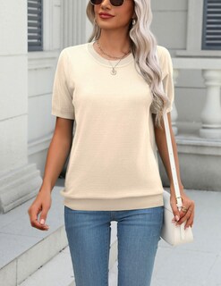 Foto 2 | Foto 2 | Jersey Zeagoo De Manga Corta Para Mujer Viscosa Color Albaricoque - Venta Internacional.