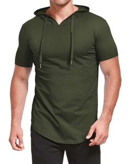 Foto 4 | Foto 4 | Sudadera Con Capucha Aiyino Para Hombre Deportiva Manga Corta Color Verde Militar - Venta Internacional.