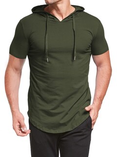 Foto 5 | Foto 5 | Sudadera Con Capucha Aiyino Para Hombre Deportiva Manga Corta Color Verde Militar - Venta Internacional.