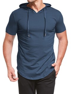 Foto 5 | Foto 5 | Sudadera Con Capucha Aiyino De Manga Corta Para Hombre A La Moda Deportiva S-5x Azul Marino - Venta Internacional.