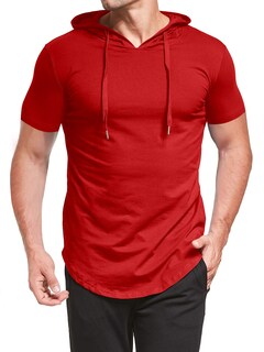 Foto 5 | Foto 5 | Sudadera Con Capucha Aiyino Fashion Athletic Manga Corta Para Hombre Roja Talla S-5x - Venta Internacional.