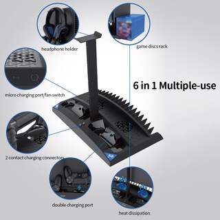 Foto 2 | Foto 2 | Soporte Para Auriculares Con Ventilador De Refrigeración Y Soporte Para Juegos Para Ps4/ps4 Slim/pro - Venta Internacional.