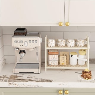 Foto 2 | Foto 2 | Organizador Para Estación De Café D-werack Con Aspecto De Mimbre 2 Niveles Blanco - Venta Internacional.