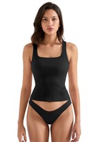 Camiseta Sin Mangas Suuksess Para Mujer Algodón Acanalado Acolchada Sin Mangas Negra - Venta Internacional.