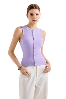 Foto 4 | Foto 4 | Camiseta Sin Mangas Suuksess Para Mujer Chaleco Sexy Acanalado Y2k Color Morado Talla S - Venta Internacional.