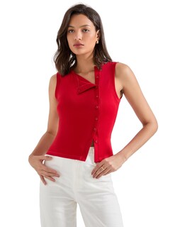 Foto 1 | Foto 1 | Camiseta Sin Mangas Suuksess Para Mujer Sin Mangas Con Botones Color Rojo Talla M - Venta Internacional.