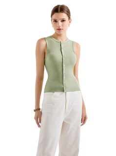 Foto 7 | Foto 7 | Camiseta Sin Mangas Suuksess Chaleco Sexy Acanalado Y2k Con Botones - Verde Claro - Venta Internacional.