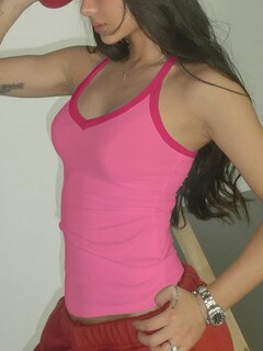 Foto 4 | Foto 4 | Camiseta Sin Mangas Danysu Para Mujer Con Sujetador Incorporado Acanalado Rosa - Venta Internacional.