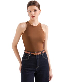 Foto 3 | Foto 3 | Camiseta Sin Mangas Suuksess 2025 Para Mujer Acolchada Algodón Acanalado Color Café Talla Xs - Venta Internacional.