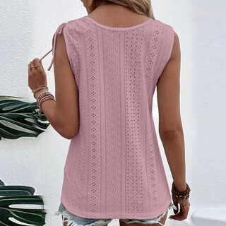 Foto 4 | Foto 4 | Camiseta Sin Mangas Lizalig Con Cuello En V Holgado Y Botones Rosa Oscuro - Venta Internacional.