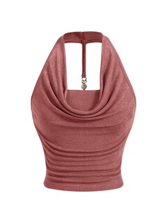Foto 1 | Foto 1 | Top Corto Milumia Para Mujer Con Cuello Vuelto Y Fruncido Sin Mangas Rosa - Venta Internacional.
