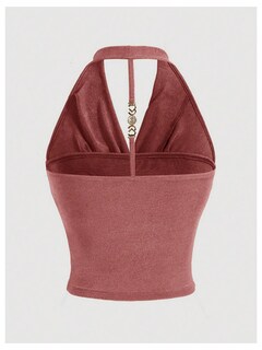 Foto 2 | Foto 2 | Top Corto Milumia Para Mujer Con Cuello Vuelto Y Fruncido Sin Mangas Rosa - Venta Internacional.