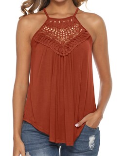 Foto 1 | Foto 1 | Top Bluetime  Casual  De Encaje  De Verano  Para Mujer  Rojo Y Marrón - Venta Internacional.