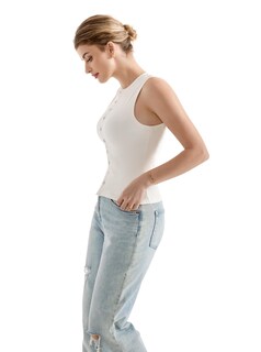 Foto 4 | Foto 4 | Camiseta Sin Mangas Suuksess Para Mujer Chaleco Sexy Acanalado Con Botones Y2k Blanco Xl - Venta Internacional.