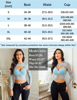 Foto 6 | Foto 6 | Top Corto Avidlove De Manga Larga De Malla Para Mujer Azul Claro - Venta Internacional.