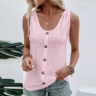 Foto 2 | Foto 2 | Camiseta Sin Mangas Lizalig Con Cuello En V Sexy Casual Holgada Rosa Liso Para Mujer - Venta Internacional.