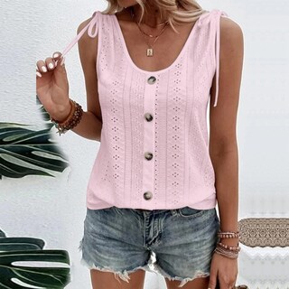 Foto 3 | Foto 3 | Camiseta Sin Mangas Lizalig Con Cuello En V Sexy Casual Holgada Rosa Liso Para Mujer - Venta Internacional.