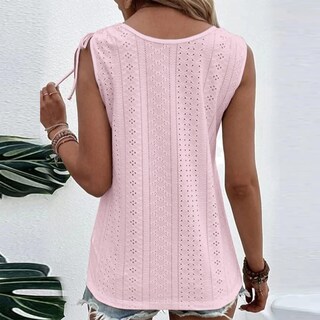 Foto 4 | Foto 4 | Camiseta Sin Mangas Lizalig Con Cuello En V Sexy Casual Holgada Rosa Liso Para Mujer - Venta Internacional.