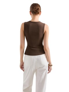 Foto 4 | Foto 4 | Camiseta Sin Mangas Suuksess Para Mujer Chaleco Sexy Acanalado Con Botones Y2k Marrón - Venta Internacional.