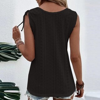Foto 4 | Foto 4 | Camiseta Sin Mangas Lizalig Con Cuello En V  Sexy  Casual  Holgada  Lisa  Negra  Para Mujer - Venta Internacional.
