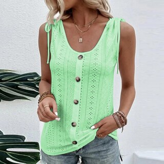 Foto 2 | Foto 2 | Camiseta Sin Mangas Lizalig Con Cuello En V  Sexy  Casual  Holgada  Verde Liso  Para Mujer - Venta Internacional.