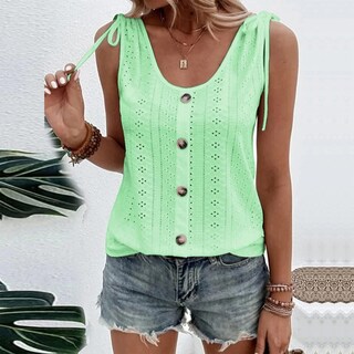 Foto 3 | Foto 3 | Camiseta Sin Mangas Lizalig Con Cuello En V  Sexy  Casual  Holgada  Verde Liso  Para Mujer - Venta Internacional.