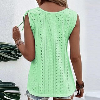 Foto 4 | Foto 4 | Camiseta Sin Mangas Lizalig Con Cuello En V  Sexy  Casual  Holgada  Verde Liso  Para Mujer - Venta Internacional.