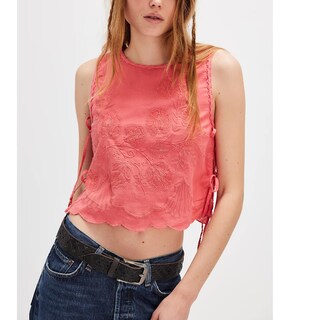 Foto 2 | Foto 2 | Camiseta Sin Mangas Keliholiyu Con Lazo Lateral Para Mujer Bordado Floral Y2k - Venta Internacional.